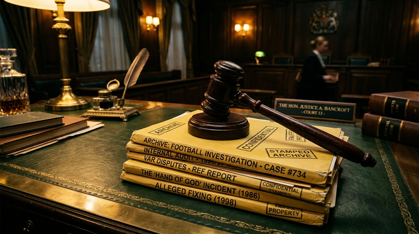 Courtroom gavel on yellow archive files